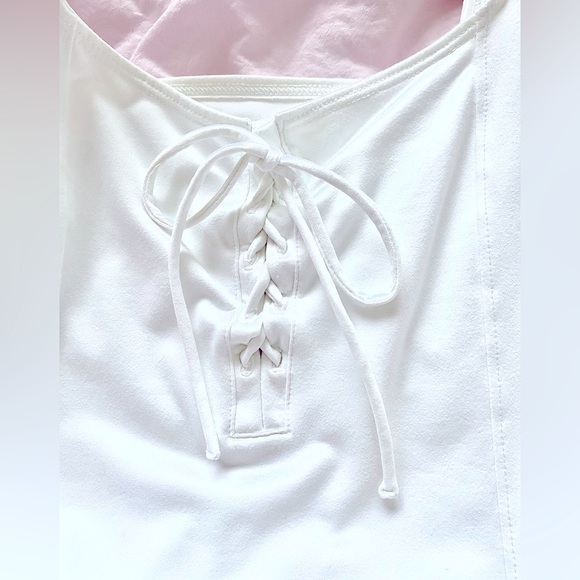 NWT Abercrombie & Fitch White Corset Seam Lace-up Bodysuit size Medium - Picture 3 of 8